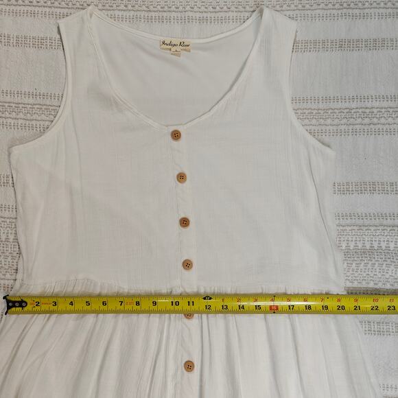 Indigo Rose White Button Front Tiered Dress Women's Size L - Picture 3 of 5
